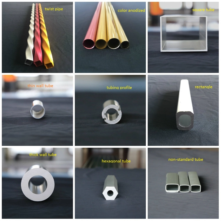 Color Anodized Aluminum Extrusion Round/Square/Oval Extruded Tube/Tubing/Pipe/Piping